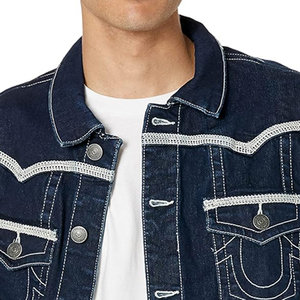 Veste en jean bleu classique pour homme, coupe ajustée, style décontracté, veste en jean en coton, streetwear élégant, vêtements d'extérieur tendance, usage quotidien - Product Image 6