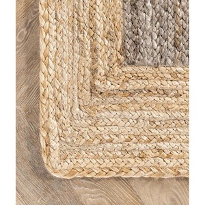 Tapis bohème en jute rectangulaire, tissage plat, fibre naturelle, écologique, revêtement de sol pour salon, nettoyage localisé - Product Image 3