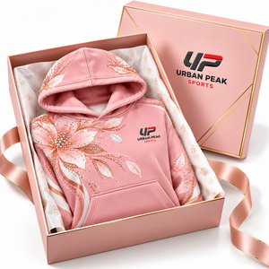 <b>Women's</b> <b>Pink</b> <b>Hoodie</b> with Crystal Rhinestone Floral Sublimation Print Stylish Design and Cozy Everyday Comfort OEM Service - Product Image 5
