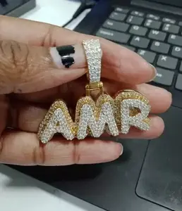 Colgante con Nombre Personalizado, Plata de Ley 925, Chapado en Oro, Colgante con Nombre Personalizado, Colgante con Logotipo Personalizado, Colgante con Letra Hip Hop para Regalo - Product Image 3