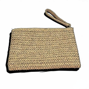 Bolsos de mano cuadrados pequeños de paja tejida populares al por mayor de fábrica para mujer, impermeables, con cremallera y forro de nailon, portátiles - Product Image 6
