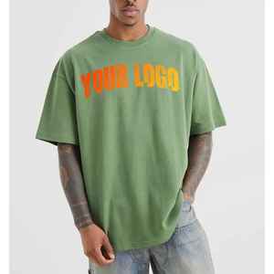 Camisetas de Hombre OEM 100% Algodón, Corte Holgado, 200gsm, Peso Pesado, Lavadas, Transpirables, de Secado Rápido, Estilo Hip Hop, Camisetas Lisas - Product Image 1