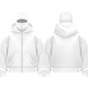 Sweat-shirt unisexe à capuche en polaire rouge surdimensionné avec motif masque, coupe-vent, 100 % coton, anti-boulochage, streetwear, vêtements d'hiver - Product Image 3