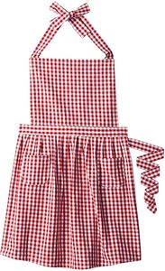 Tablier beige à carreaux avec volants et poche, en tissu tissé, écologique, réutilisable, tablier de cuisine, logo personnalisé imprimé, tablier de chef - Product Image 3