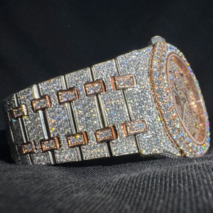 Montre à quartz de luxe pour homme, bracelet en acier inoxydable, étanche 5 ATM, ornée de diamants, personnalisable, montre cadeau - Product Image 1