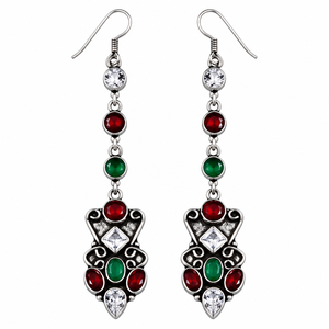 Wholesale Multicolor Zircon Drop Earrings with Bell Shape | Antique Silver-Plated Women Statement Jewelry Bulk Supplier - Product Image 1