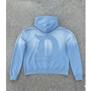 Sweat à capuche pour homme, coupe classique, 100% coton, imprimé, effet délavé à l'acide, broderie, hiver - Product Image 2