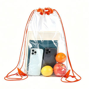 PLAYER'S POINT Luxury Clear <b>Drawstring</b> <b>Backpack</b> Blue Trim Black Cords Unisex Adult Waterproof ABS Large Capacity Sport Bag All - Product Image 3