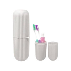 Vaso portátil para cepillo de dientes y caja de almacenamiento para viajes, kit de higiene bucal para parejas, soporte para cepillos, ligero, de plástico, rosa y verde - Product Image 3