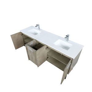 Acacia Rustica 72 Pollici Mobile bagno doppio 20 pollici Mobile da Bagno con Top in Quarzo Bianco e Set di Rubinetti Cromati - Product Image 5