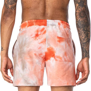 <b>Men's</b> <b>Tie</b> Dye Board Shorts White <b>Black</b> Drawstring Quick Dry Casual Swimwear Short Length Mid Waist Cotton Beach Wear - Product Image 2