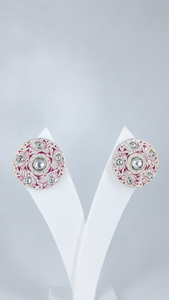 Pendientes Elegantes de Moda para Mujer, Hechos a Mano, con Baño de Rodio, Diseño Floral Blanco Meenakari - Product Image 3