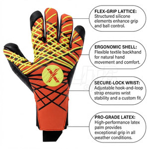 Gants de gardien de but de football professionnels en caoutchouc injecté, paume en latex antidérapante, protection complète des doigts, respirants, avec boucle arrière. - Product Image 5