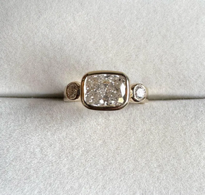 Bague de fiançailles solitaire en diamant de laboratoire certifié IGI, taille coussin rectangulaire de 1,70 carat, bague de mariage en or massif 14K, bijoux - Product Image 1