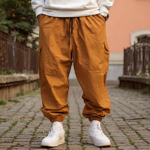 Pantalon de survêtement coupe-vent décontracté en nylon pour homme, avec cordon de serrage à la taille, pantalon de pluie streetwear pour homme - Product Image 5