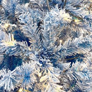 6FT Pre-Lit Hinged Artificial Fir Christmas <b>Tree</b> with 750 <b>Branch</b> Tips Xmas Snow Flocked Holiday <b>Tree</b> - Product Image 5