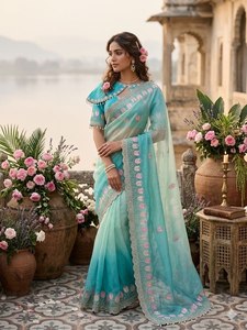 Soft Fendy <b>Satin</b> <b>Saree</b> with Heavy Border Work Festival Wear Designer <b>Saree</b> with Embroidery Detailing <b>Satin</b> Party Wear <b>Saree</b> - Product Image 3