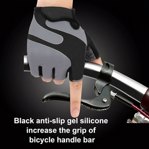 Gants de vélo de montagne mi-doigts en polyester antidérapants, respirants, absorbant les chocs, pour l'été, avec fermeture auto-agrippante, unisexe - Product Image 5