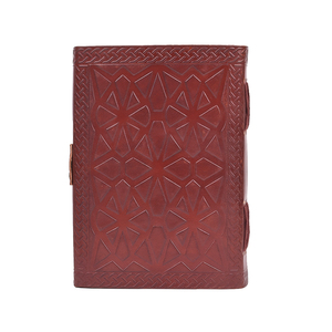 <b>A5</b> Vintage Leather Lock Diary <b>Notebook</b> Moon Embossed Design Stone Button Closure | 100 Pages Handmade Journal Gift OEM Custom - Product Image 2