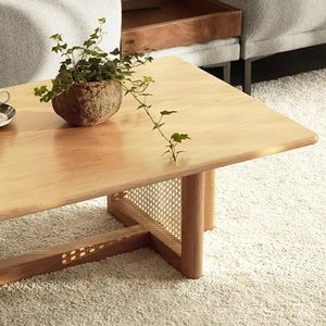 Mesa de Centro de Madera de Mango Sólida Moderna y de Lujo con Diseño Minimalista para Sala de Estar - Product Image 3