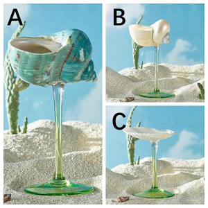 Verre à vin artisanal en coquillage violet, or rose, décoration côtière, cadeau de mariage de luxe pour la mariée, coupe à cocktail sirène unique - Product Image 2