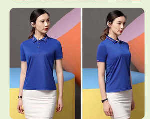 Polo de performance unisexe à trois couleurs 2026 – Tenue d'équipe d'entreprise à manches courtes, coupe ajustée, bleu roi et noir - Product Image 2