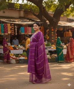 Ensemble Kurti et Palazzo en Mélange de Rayonne et Coton, Tissé, Imprimé Numérique, Séchage Rapide, Grande Taille, Vêtement Ethnique Décontracté, Rose - Product Image 2