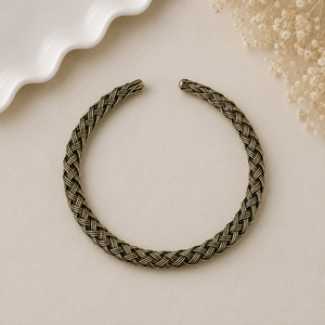 Vintage Braided <b>Choker</b> Necklace 925 <b>Silver</b> Gold Plated Unisex Everyday Wear - Product Image 2