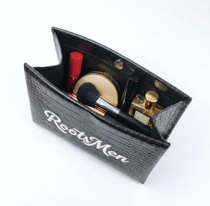 กระเป๋าเครื่องสำอาง Rootsman Custom Black Premium Ins-Style หนัง PU แบบเปิดปิด น้ำหนักเบา สำหรับเดินทาง  สำหรับผู้หญิง  โลโก้ขนาดใหญ่ - Product Image 2