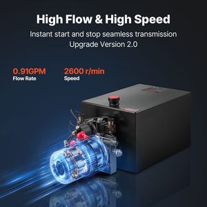 Unidad de Potencia Hidráulica de 20 Cuartos para Camiones Volquete, Bomba de Doble Acción para Remolques Volquete, Presión Máxima de Alivio de 3200 PSI, Caudal de 0.91 GPM, DC - Product Image 5