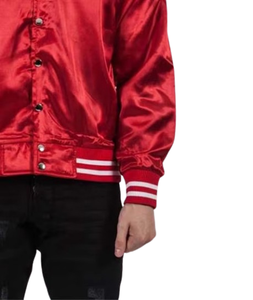 Chaqueta de Béisbol Satinada de Alta Calidad para Hombre, Estilo Universitario, Color Sólido, Tallas Grandes, Chaqueta Varsity Satinada - Product Image 6