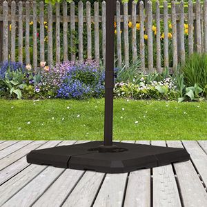 4 pezzi 264 libbre. Base per Ombrellone a Braccio Nero con Scanalature, 100% Poliestere, per Uso in Cortile e Giardino - Product Image 2