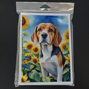 Beagle caprichoso en girasoles A7 tamaño 5x7 tarjetas de felicitación en blanco Paquete de 8 incluye sobres para escritura de notas - Product Image 3