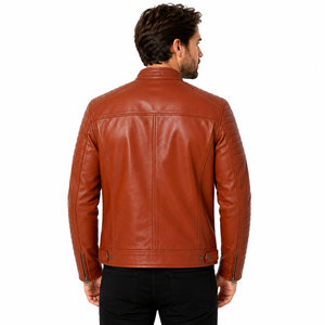 Mens Leather Jacket Durable Outer Panels Soft Lining Stand Secure Zipper <b>Comfortable</b> Fit Daily Wear <b>City</b> Windproof Breathable - Product Image 3