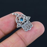 Collier pour femme en argent sterling 925 avec pendentif fin serti clos, fait main, certifié par un tiers, design avec pierre précieuse Larimar