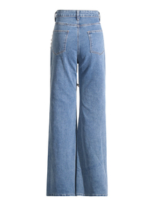 Fournisseur de pantalons cargo en denim streetwear baggy à faible MOQ pour femmes, jeans baggy évasés, pantalons cargo multi-poches pour filles - Product Image 2