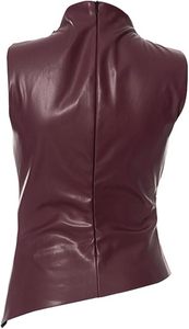 Top de Cuero Personalizado con Logotipo para Mujer, Chaleco Corto sin Mangas de Cuero PU, Ropa de Moda, Fabricante OEM, Proveedor Mayorista - Product Image 5