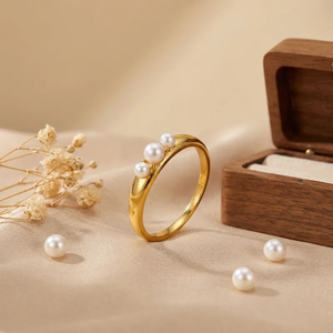 Anillo Geométrico Moderno de Acero Inoxidable con Baño de Oro Real de 18K, Joyería de Moda Resistente al Agua y al Deslustre para Mujer - Product Image 4