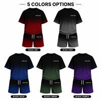 Conjunto de Camiseta y Pantalones Cortos para Hombre con Logotipo Personalizado, Degradado, 100% Poliéster, Sublimado, Estilo Deportivo Informal de Verano, 2 Piezas
