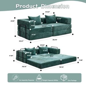 Divano componibile modulare a forma fissa, divano letto convertibile da pavimento, senza montaggio richiesto, con compressione per un facile trasporto - Product Image 3