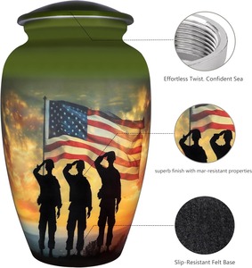 Memorial Cremation Urn For Veterans Patriotic American Flag Design Funeral Ashes <b>Keepsake</b> Tribute Decor Urn Home Display - Product Image 4