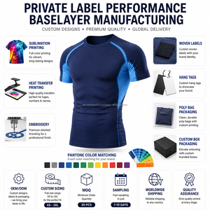 Custom OEM <b>Men</b> Muscle Fit Base Layer <b>Shirt</b> Tight Fit <b>Compression</b> Style Quick Dry Breathable Sportswear - Product Image 3