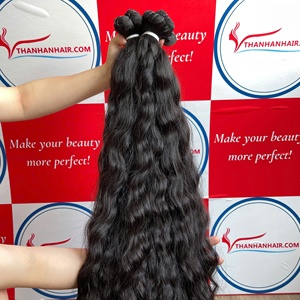 Luxury Double Drawn Natural Wavy Weft Hair Raw Hair Vietnamese Human Hair No Shedding No <b>Tangles</b> - Product Image 4