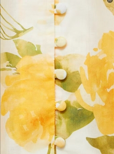 Chemisier en mousseline tissé à imprimé floral jaune pour femme, à manches longues et col chemise, respirant et écologique pour le quotidien - Product Image 4