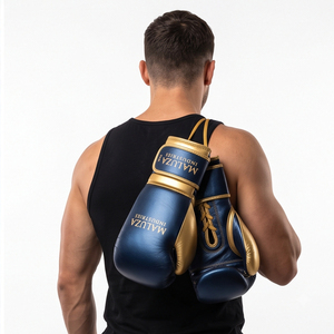 Gants de boxe en cuir véritable MALUZA INDUSTRIES pour la vente en gros, avec fermeture auto-agrippante et support de poignet, pour la gym, le combat et le sparring - Product Image 3