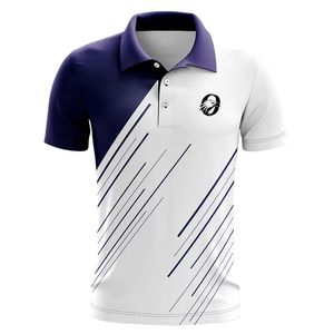<b>White</b> Blue <b>Cricket</b> Jersey for Men Polo Collar Athletic Team Shirt Lightweight Sportswear Uniform Breathable Match Practice - Product Image 1