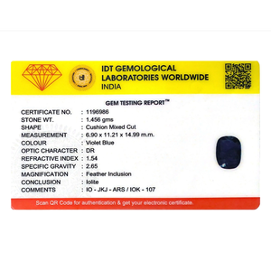 Natural Blue Iolite Cabochon Oval-7.28 Carat Certified AA Quality Sapphire Gemstone - Product Image 4