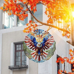 CIFbuy Carillon éolien 3D drapeau américain Aigle patriotique en métal pour extérieur Jardin Cour Patio TikTok pour service de sélection Temu - Product Image 2