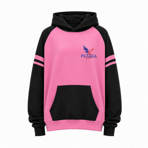 Color Block Men's Front Custom Logo Heavyweight Fleece Polyester Hooded <b>Raglan</b> Sleeve Pullover Hoodie Quick Dry Winter - Product Image 2