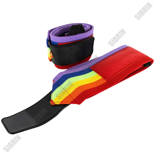 Sibrin Bandes de poignet personnalisées avec logo imprimé arc-en-ciel, élastiques et robustes, pour le soutien des poignets en musculation et haltérophilie, 18 pouces - Product Image 1